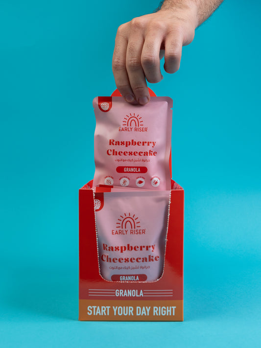 Raspberry Cheesecake Granola Sachets Box
